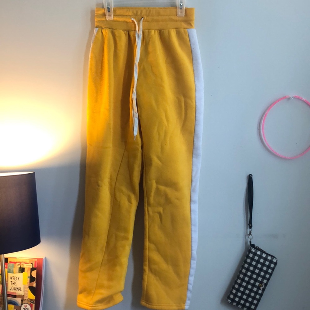 Yellow and white sweatpants